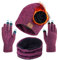 TMEOG Mütze Herren Damen Wintermütze Schal Handschuh Set, Beanie Strickmütze Haube Winter Loop Schal mit Fleecefutter Touchscreen Handschuhe Warme Mütze Schal Handschuh Sets für Herren Damen(Rose Rot)