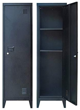 Panana pal Office Standing Filing Storage Cabinet Metal Cupboard Lockable Unit 1 Door 3-Tier (Black)