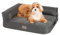 JAMAXX Premium 2-in-1 Hunde-Sofa - Orthopädische Memory Visco Füllung, Abnehmbare Polster und Waschbarer Bezug, Hochwertiger Stoff Lammfell/Sherpa, PDB3014 (S) 65x50 anthrazit