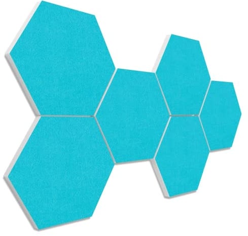 platino24 Akustikpaneele 6 Elemente Colore Waben Ø 30 cm Türkis I Schallabsorber aus Basotect G+ mit Akustikfilz I Schalldämmung Wand & Decke I Akustikelemente Wandpaneel