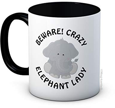 Beware! Crazy Elephant Lady – Lustige Keramik-Kaffeetasse – Wichteln