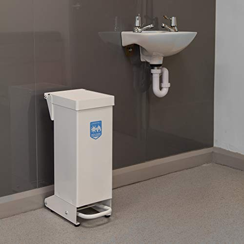 Office Needs Direct Medical Eco Sackholder Healthcare Clinical Waste Bin 28 Litres Foot Pedal White Flush Steel Lid