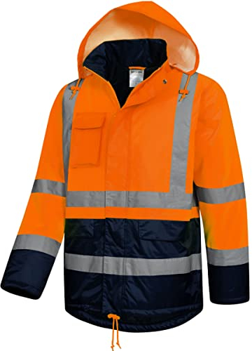 Safetytex Winter Warnschutz Parka - Arbeitsjacke - Warnschutzjacke - Outdoor Warnjacke - wasserdicht & winddicht - fluoreszierend orange - Größe XXL