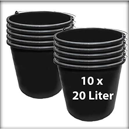 10 STK. 20 l Baueimer Zementeimer Mörteleimer Eimer mit Henkel Ernteeimer Putzeimer Wassereimer