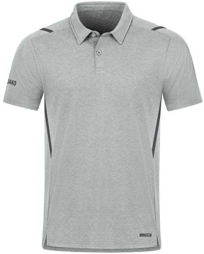 JAKO Herren Poloshirt Challenge, Hellgrau-Meliert/Anthra Light, L