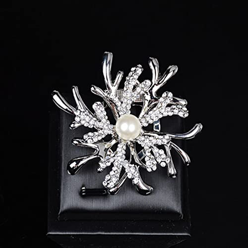 hcma Noël Fine Bijoux Broches pour Femmes 925 Argent Fête De Luxe Broche Perle Bijoux Flocon De Neige Fête De Noël Broches Unisexe