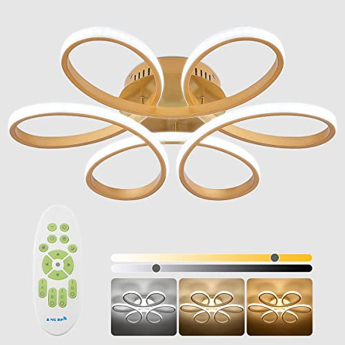 XEMQENER LED Ceiling Lights, 52W Dimmable Chandeliers with Remote & Memory Function, Modern LED Ceiling Lamp Color and Brightness Adjustable for Living Room, Bedroom, Kitchen, Hallway, Office