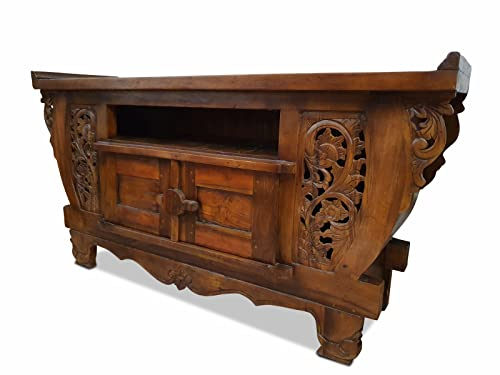 Kinaree Altholz Sideboard BANGON - Recyceltes Teak Altholz Kommode - 180 cm Anrichte aus Massivholz - Upcycling im rustikalem Stil für Wohnzimmer oder auch Eingangsbereich