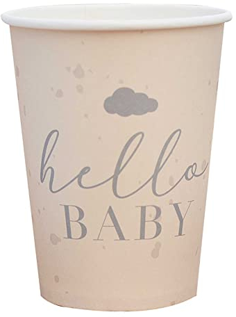 Ginger Ray Hello Baby umweltfreundliche Pappbecher für Babypartys, cremefarben, 8 Stück