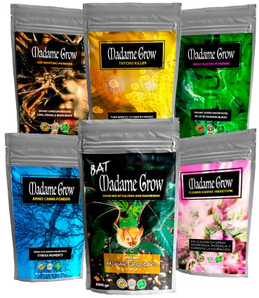 SIX PACK POWDER - Engrais - Engrais organiques - Guano, Croissance, Floraison, énergie et micorces (500 + 3 x 100 + 50 + 30 g)