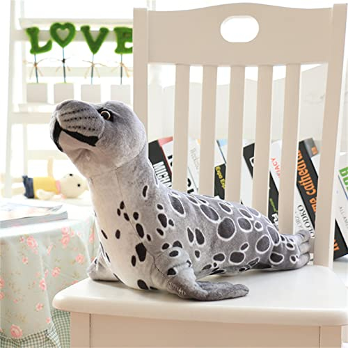 Meerestier Kissen Plüschtier, Plüsch Robbe Kuscheltiere, Süße Dichtung Stofftier Baumwolle Plüschtier Kissen für Erwachsene und Kinder Geschenke (Grau,65 cm)