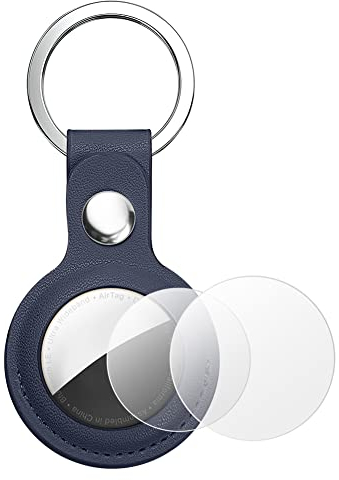 AXFEE AirTag Leder Schutzhülle - Keyring-Kompatibel, Schlüsselanhänger Cover in Blau