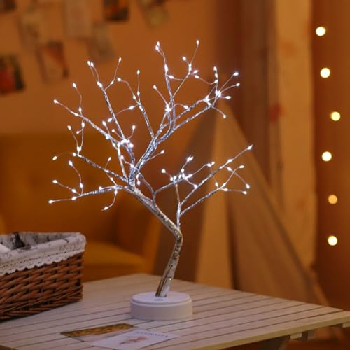 Dekoratives Lichterbaum,45CM 108 LED Baum Lichter Warmweiß Bonsai Baum Lampe Batteriebetrieb und USB Baumlampe verstellbare Zweige Lichterbaum Tischdekoration für Wohnzimmer Party Schlafzimmer Büro