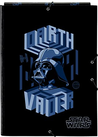Star Wars Digital Escape Ordner mit 3 Klappen, ideal für Kinder verschiedener Altersgruppen, bequem und vielseitig, Qualität und Widerstandsfähigkeit, 26 x 36,5 cm, Schwarz, Schwarz, Estándar, Lässig