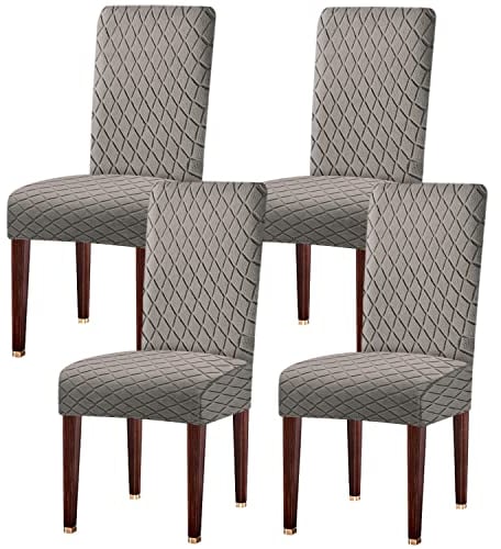 LANSHENG Stuhlhussen 4er Set, Universal Esszimmerstühle Stuhlbezug, Abnehmbar Waschbar Stuhlhussen für Esszimmerstühl, Küche, Restaurants, Hotels (Taupe, 4er Set)