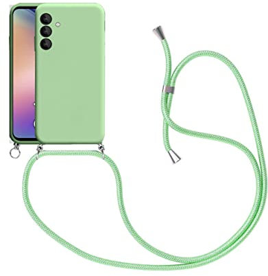 Coque pour Samsung Galaxy A54 5G, Cordon Collier Etui Housse de Protection en Silicone avec Collier Telephone Portable Silicone avec Cordon Stylée Coque avec Réglable Cordon, Vert