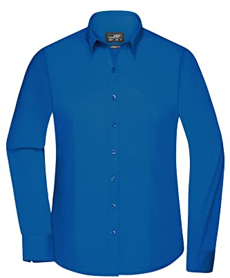 James & Nicholson Damenbluse Poplin Langarm - Taillierte Bluse in pflegeleichtem Materialmix | Farbe: royal | Grösse: M