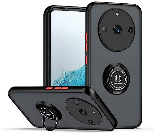 XINYEXIN Funda para Realme 11 Pro Plus 5G (Pro+ 5G)/ Realme 11 Pro 5G, Funda con Soporte de Anillo, TPU + PC Translúcido Anti- Arañazos Carcasa Protectora Antigolpes Case Cover - Negro Rojo