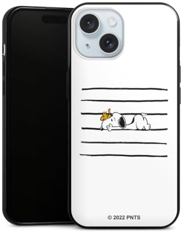 Slim Case extra dünn kompatibel mit Apple iPhone 15 Silikon Handyhülle schwarz Hülle Snoopy Peanuts Hund