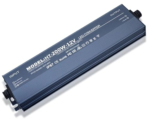 alimentation 12v 16.6A, Transformateur 220V 12V 200W, led driver 12v étanche IP67, Transfo AC à DC, convertisseur 220v 12v, pour CCTV MR16 G4 MR11 GU5.3 Ampoule et Bande Lumineuse LED, Non Dimmable