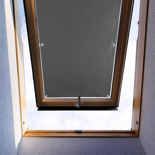 Ygann Dachfenster Rollo Thermo Sonnenschutz Verdunkelungsrollo für Dachfenster UV Schutz mit Saugnäpfe ohne Bohren ohne kleben (Grau,76x98cm)