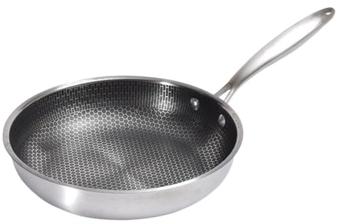 Kichvoe Padella in Acciaio Inox Antiadherente 28 cm Con Struttura a Nido D'Ape Padella Da Con Manico Padelle Per Friggere Padelle Per Chef Padella Wok Per A Gas Elettriche