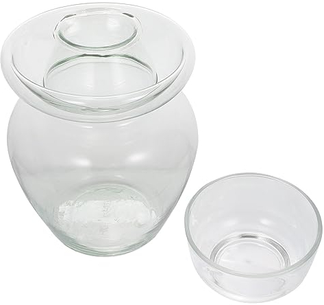 Cabilock 1 Pc Du Kimchi Chinois Pot De Cornichons Pot De Brassage De Fermentation Bouteilles En Verre Transparent Avec Boîte à Café Étagère De Rangement Un Verre Nourriture