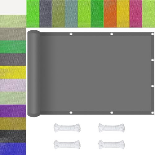 Filet d'ombrage 8 x 10 m Intempéries Hydrofuge Anti-Déchirure Toile D Ombrage Rectangulaire Déperlant avec Le Kit de Fixation pour Balcon,Pelouse,Fête, Gris Clair