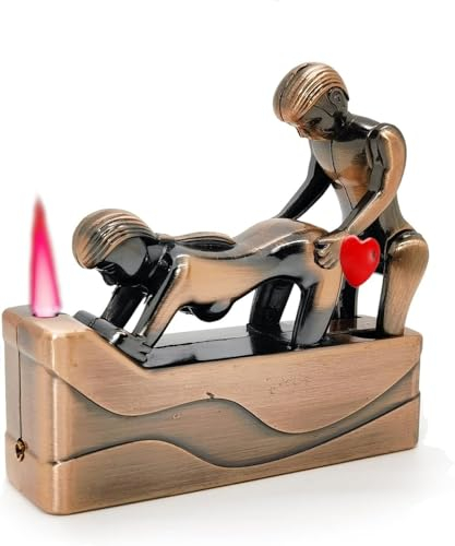 Butan-Rauchfeuerzeug, elektronisches Sex-Feuerzeug, Desktop-Feuerzeug, kreatives sexy Zigarettenanzünder, nachfüllbar, verstellbare Jet-Flamme, leicht, kaltes Metallfeuerzeug (Color : A)