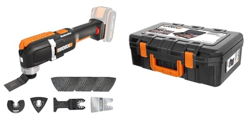 WORX WX696.9 Akku-Multifunktionswerkzeug & WA0071 Werkzeugkoffer aus robustem Kunststoff - für Das sichere Verstauen aller Werkzeuge und Zubehör – Koffer ohne Werkzeug