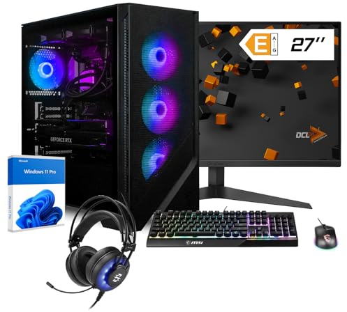 dcl24 Gaming PC Set komplett AMD Ryzen 9 7950X3D, RTX4070Ti Super 16GB - 1000GB SSD, 32GB DDR5, Gamer PC mit 12x5.6 GHz, WLAN, 27 Monitor, Maus, Tastatur, Headset, Windows 11 Pro [19766]