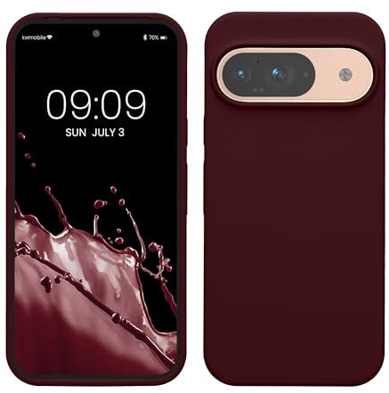 kwmobile Custodia Compatibile con Google Pixel 9 Cover - Back Case per Google Pixel 9 Pro Cover - Protezione Smartphone in Silicone TPU - Ricarica Wireless - viola bordeaux