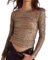 YILEEGOO Women's Long Sleeve Sequin Tops Party Shimmer Embellished Shirt Crew Neck Sparkle Glitter Slim Fit Crop Top Blouse (Gold, M)
