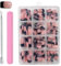 240 PCS Short French Tip False Nails Black Press On, Full Cover Stick On Nails Ballerina Nail Art With Nail-File, Cuticle Pusher For Salon DIY Decoration