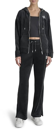 DKNY Damen Rhinestone Logo Full Zip Hoodie Jacket