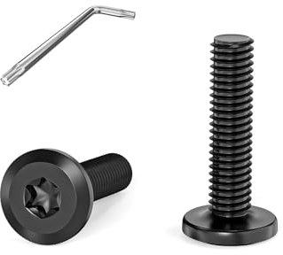 Dayalo Tornillos negros M4, tornillos Torx, de cabeza plana, 20 unidades, tornillos de acero inoxidable M4 x 16 mm, con llave Torx