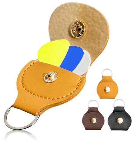 3 Stück Gitarren Plektrum Halter, Plektren Gitarren Schlüsselanhänger Halter, Gitarren Geburtstag Party Geschenke, Kunstleder Tasche Plektrum Schlüsselanhänger Etui für Gitarrenspieler