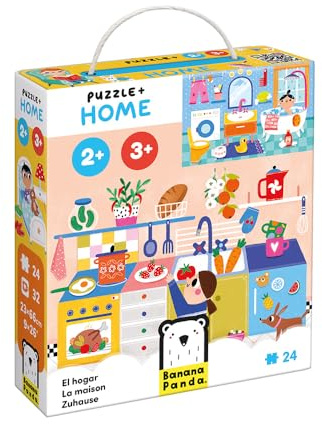 Banana Panda Puzzle Home | 24-Piece Educational Puzzle with 32 Add-On Tiles & Play Guide | for Toddlers & Preschoolers 2+ | Explore Rooms, Learn Words, Boost Observation Skills