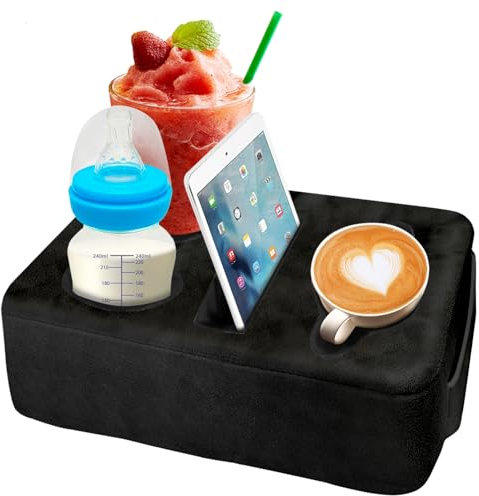 Nisdoing 4-Loch-Couch-Getränkehalter, Getränkehalter für Bett, geeignet für Getränkehalter auf Sofas, Betten, Camping, Wohnmobilen, Autos und Stränden. Schwarz