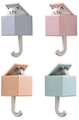Porte Manteau Enfant Mural,4 Pièces Crochets Adhesif Muraux pour Animaux Mignon Crochet Créatif pour Manteau Cat Hook Rétractables pour Patere Enfant Décoration Murale Sans Perçage