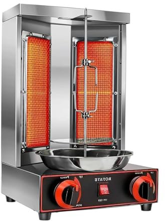 Electric Turkey Rotisserie, 360° Rotating Vertical Rotisserie, Smokeless Rotisserie, Commercial Shawarma Rotisserie for Turkey Barbecue Home Party Garden,Gas