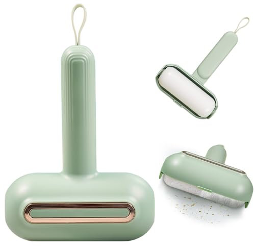 Bailtouk Wiederverwendbare Fusselrollen mit Griff, Waschbarer Tierhaarentferner Fusselrolle, Tragbar Fusselrollerball Klebrige Gel Fusselrolle Ball für Kleidung, Reisen, Haus (Hellgrün)