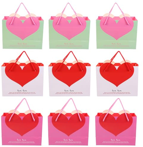 TOVINANNA Hochzeitsgeschenktüten 9 Stück Herzförmige Papierverpackungstüten Tragbare Papiertüten Taschentücher Für Frauen