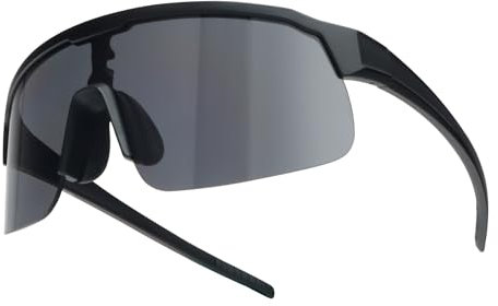 UVTQSSP Fahrradbrille, Ultraleichte Unisex-Sportbrille, TR 90 unzerbrechlich rahmenlos winddicht Outdoor UV400 Schutz Sport Sonnenbrille, Schwarzer Rahmen/Graue Linse