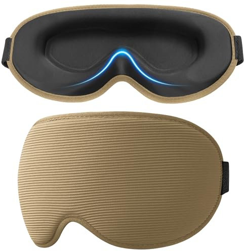 Gritin Schlafmaske für Seitenschläfer, Upgrade 3D Augenhöhlen Schlafbrille mit Verstellbarem Gummiband, Lichtblockierend & Atmungsaktiv, Augenmaske für Männer & Frauen, für Reise, Nickerchen -Braun