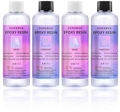 SUNXBUK Resine Epoxy Transparente 816ml, Kit de Résine, Kit Résine Epoxy Complet, pour Bricolage Fabrication, Collier, Porte clés, l'artisanat