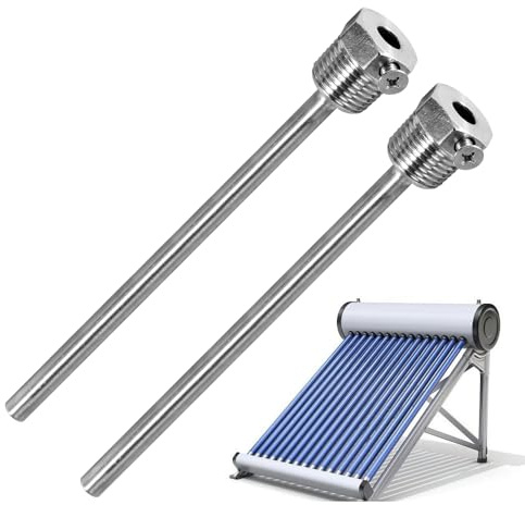 Riisoyu 2 Stück Tauchhülse, 8 x 300mm G 1/2 Zoll Edelstahl 304 Gewinde Schutzrohr für Temperaturfühle Immersion well Thermowell Thermopocket für Thermoelemente Schutzrohr für Temperaturfühler