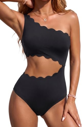 Yonique Women's One Piece Bathing Suit One Shoulder Swimsuit Cutout Swimwear Monokini