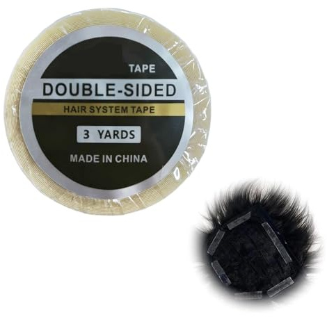 Ruban Adhésif Double Face compatible avec Extensions de Cheveux, Rouleau 3 Yards × 8 mm Extra Fort pour Perruques, Lace Front et Postiches, Ruban Adhésif pour Perruque Transparent et Durable
