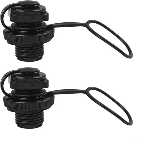 Eawfgtuw Aufblasbares Luftventil aus ABS-Gummi, Spiralschraube, Ersatzteile für Kanu, Luftbett, Pool, Floß, Schlauchboot, Gewindedurchmesser 20 mm, Länge 17 mm, Schwarz, 2 Stück